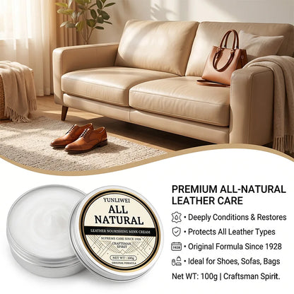 100g Leather Nourishing Mink Oil Cream Waterproof Protector Polish Softener for Smooth Luxury Leather Boots Jackets Handbags