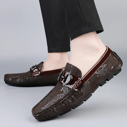 High Quality Men's Fashionable Snake Skin Pattern Comfortable Business Banquet Leather Shoes Spring New Men's Casual Loafers