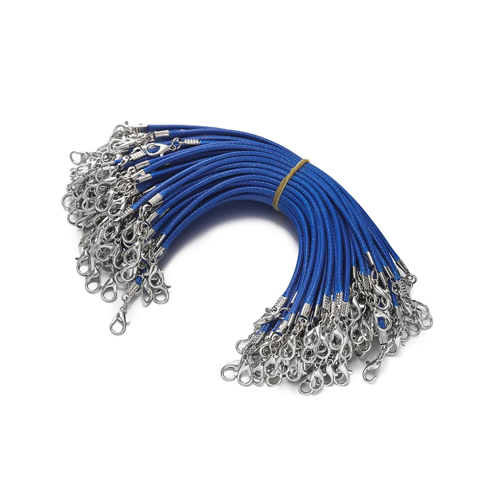 10pcs 2mm PU Leather Wax Thread 13cm Braided Strings With Alloy Lobster Clasp Bracelet Cord for DIY Jewelry Making Supplies