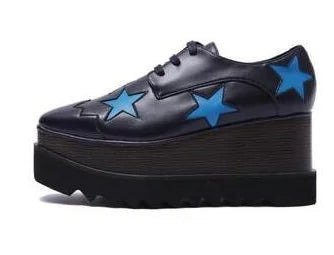 Luxury design thick-soled women's sports shoes fashion star real leather women's casual shoes runway wooden sole women's shoes