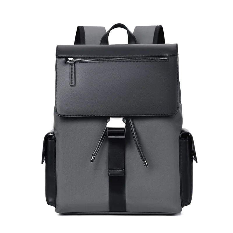 Fashion Business Laptop Backpack Men's Leather Large Capacity College Student Schoolbag Waterproof Travel Boarding Backpack