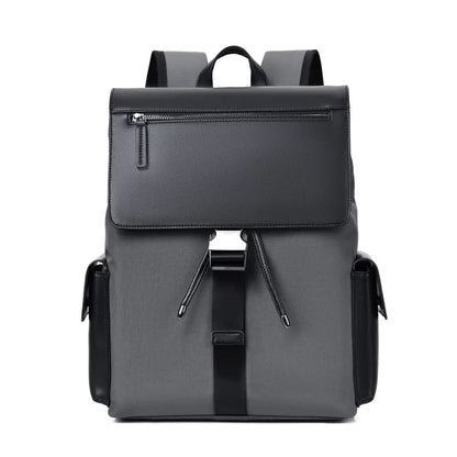 Fashion Business Laptop Backpack Men's Leather Large Capacity College Student Schoolbag Waterproof Travel Boarding Backpack