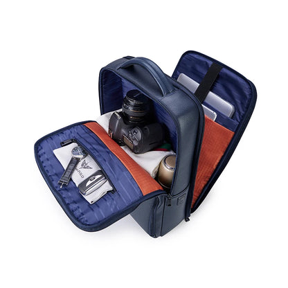 Leather laptop bag, large capacity student backpack, multifunctional and personalized leisure backpack