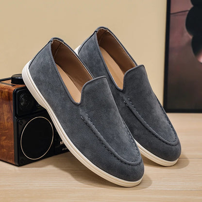 Men's Suede Leather Comfort Loafers, Flat Casual Slip-on Shoes, Fashion Suede Flats, Classic Round Toe Soft Leather Loafers 2026