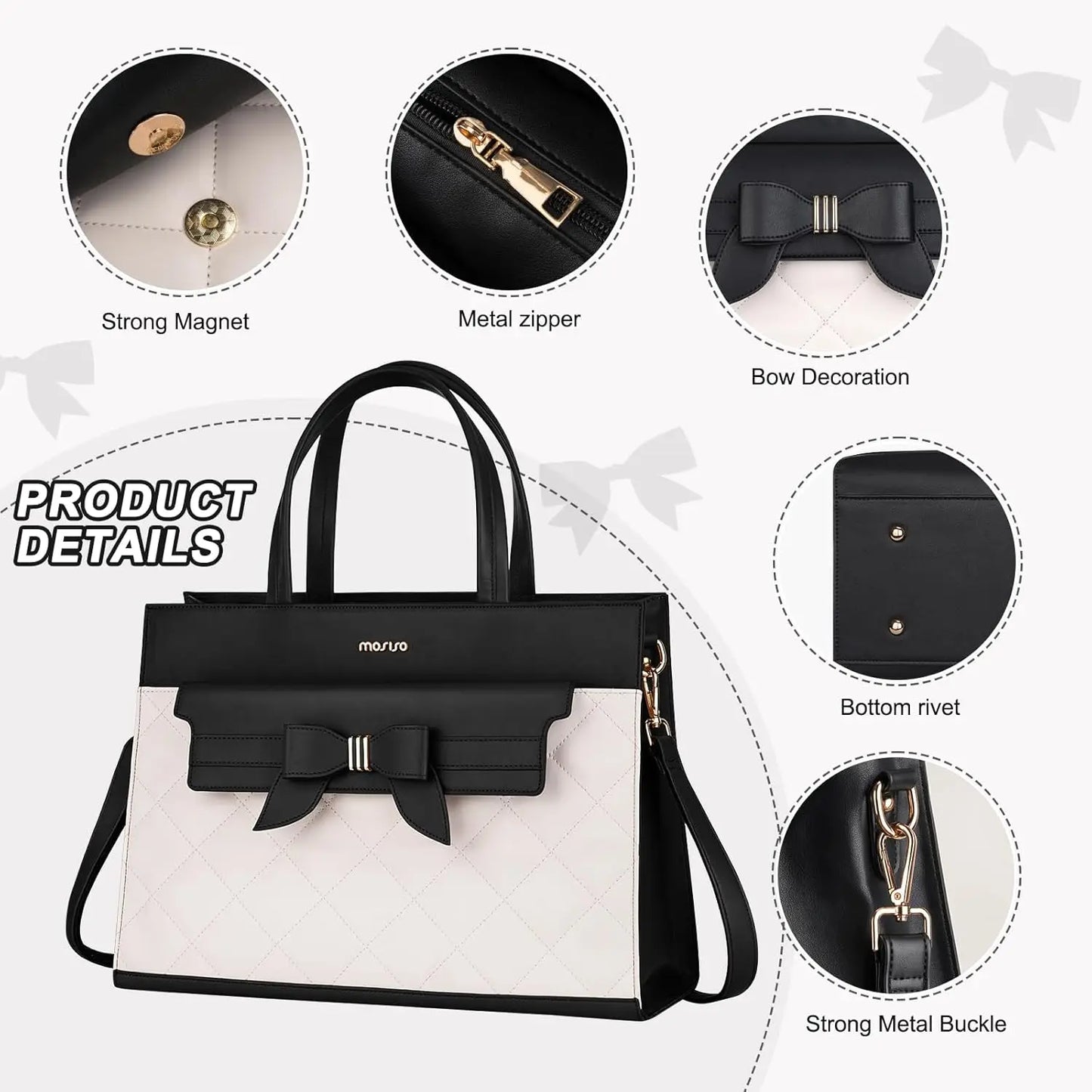 Laptop Bag Women Handbag Cross body Shoulder PU Leather Tote Bag Fashion Office Business Computer Briefcase for MacBook HP Dell