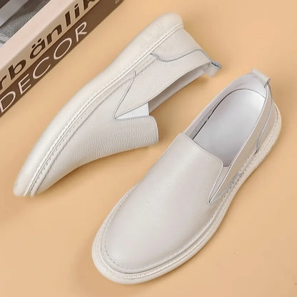 Leather Shoes Men's 2026 Summer New Male Leather Shoe Leather Man Casual Single Shoe Solid Color Breathable Mans Shoes Loafers