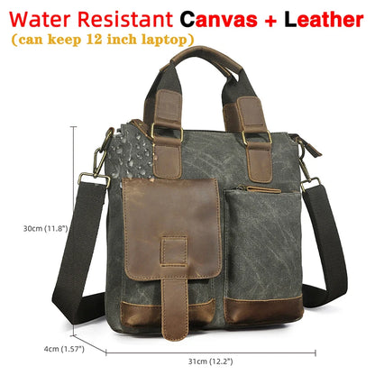 Men Original Leather Retro Designer Business Briefcase Casual 12" Laptop Travel Bag Tote Attache Messenger Bag Portfolio B259