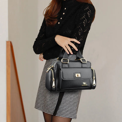 Leisure Brand Handbag High Quality Women's Shoulder Bags Fashion Designer Large Capacity Soft Leather Locomotive Bag Sac A Main