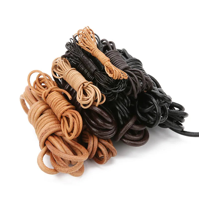 2meters 1 2 3 4 5 6 8 mm Leather Cord Thread Round Real Leather Rope Bracelet String For Diy Jewelry Making Necklace Accessories