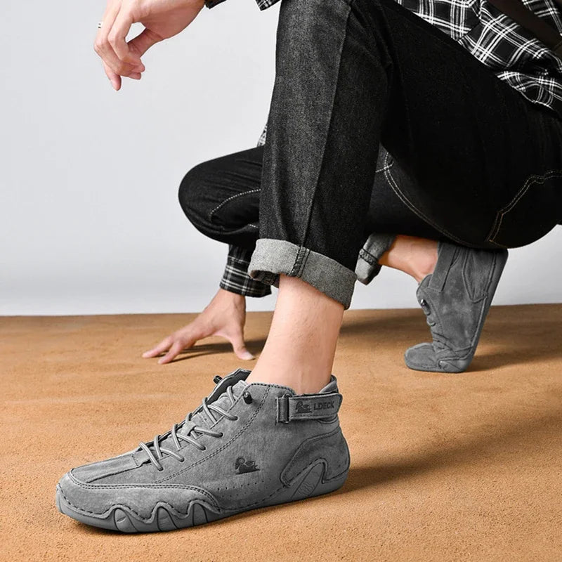 Leather Shoes for Men 2023 New In Casual Luxury Man Boots Outdoor High Top Sneakers Fashion Roman Footwear Motorcycle Boots
