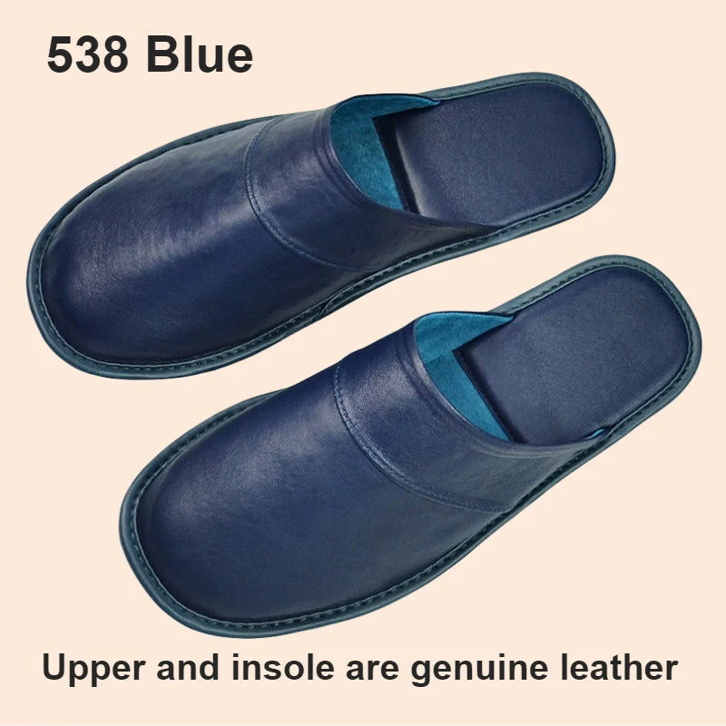 Soft Sheepskin Leather Slippers Homes in indoor slipper Spring Autumn men women elderly non-slip casual single shoes summer