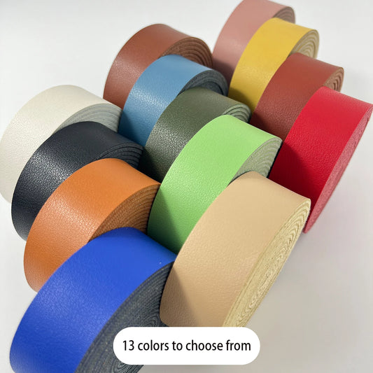 1 Roll of 2.5cm Wide Napa Texture Single Sided Synthetic Leather PU Strip 2mm Thickness for DIY Accessories Bag Strap Pet Collar