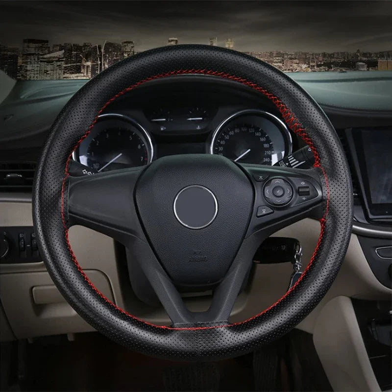 DIY Leather Steering Wheel Covers Soft Fiber Universal Braid Car Steering-Wheel With Needles and Thread Interior Accessories
