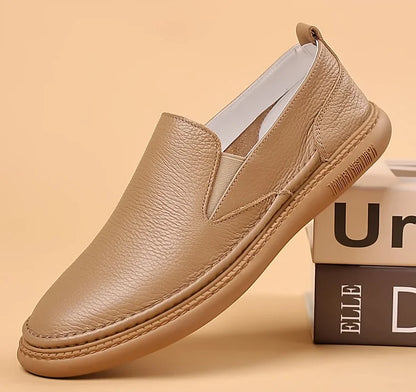 Leather Shoes Men's 2026 Summer New Male Leather Shoe Leather Man Casual Single Shoe Solid Color Breathable Mans Shoes Loafers