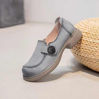 Genuine leather loafers women  comfortable gray shoes low heels luxury ladies court shoes slip on moccasins elegant dress flats