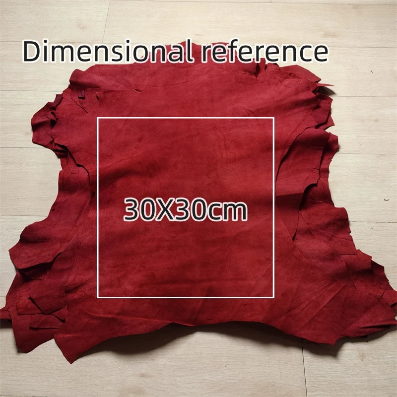 0.5/0.8mm Dark Red Frosted Skin. First Layer Leather. Real Leather Fabric. Handmade DIY For Shoes. Inside. Whole Sheepskin