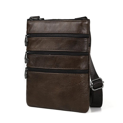 Men Fashion Leather Shoulder Bags Daily Commute Business Casual Messenger Bag Multiple Pockets Zipper Soft Shoulder Bags