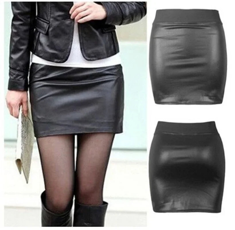 New Leather Skirt Women Fashion High Waist PU Leather Skinny Thicken Mini Hip Skirt Sexy  for Sex Women's Skirt