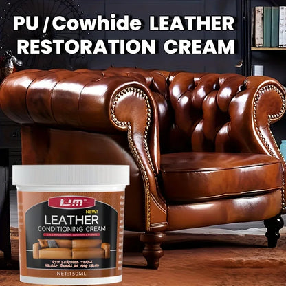 Leather Care Oil Set (PU Cowhide): Polishing Sponge Included, Enhances Shine, Perfect for Shoes/Sofas/Car Seats & Gifts