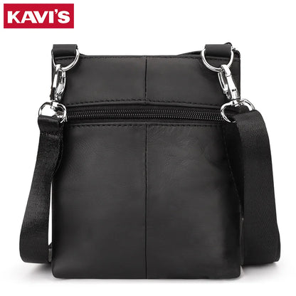 Genuine Leather Men's Bag Casual Small Messenger Shoulder Bags for Man Multifunction Travel Sling Crossbody Bag for Cell Phone