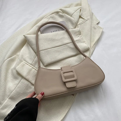 Fashion Designer Handbags Women Shoulder Bag Simple Style Solid PU Leather Ladies Underarm Bags