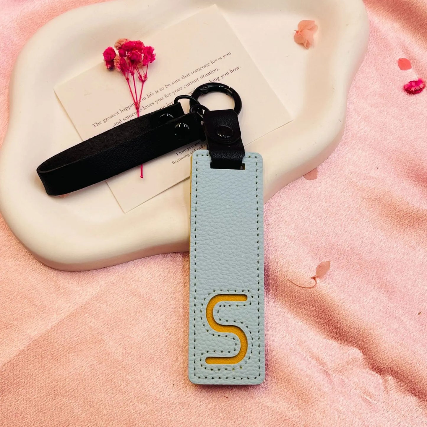 Accessory Display Hook Making Supplies Key Ring Pendant Keychain Accessories Keyring Holder Charm Gift 26 Letters Leather