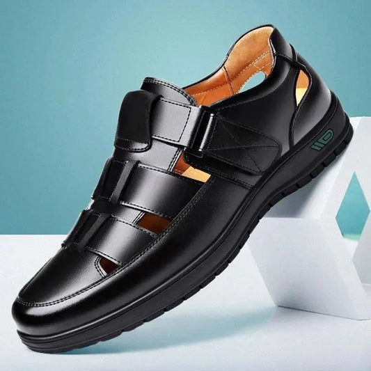 2026 Men Leather Shoes Business Casual Forma Wear High Heels Soft Sole Non-Slip Summer Sandals Black Leather Shoes Luxury Shoes