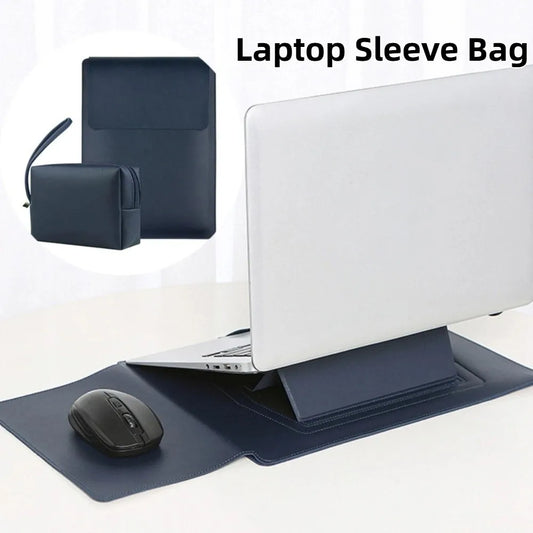 With Small Bag Laptop Sleeve Bag Bracket Design PU Leather Laptop Sleeve Case Adjustable Waterproof Laptop Bracket Inner Bag