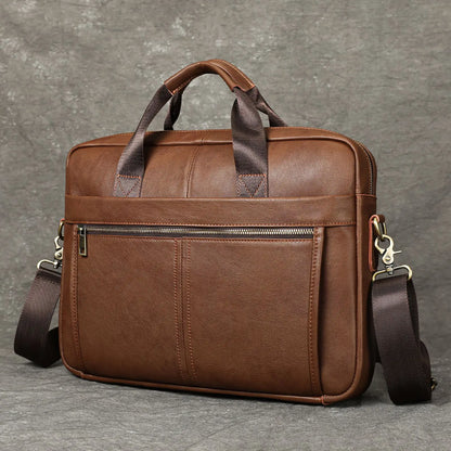 Men's Fashionable Genuine Leather Business Briefcase with Large Capacity151-inch laptop handbag made of top-grade cowhide