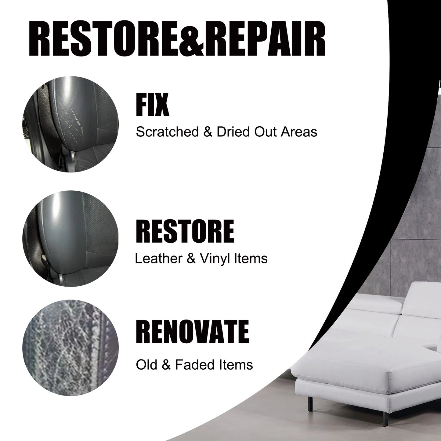 Leather Color Restorer Cream Kit for Car Seats Furniture Jackets Shoes Scratch Repair polish Renovation Cream DIY Leather Care