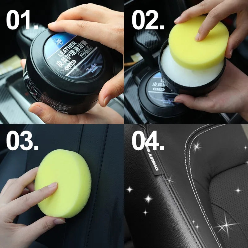 260g Car Leather Care Refurbishing Paste Auto Interior Stain Remover Cleaner Leather Polishing Maintenance Tool Car Accessories