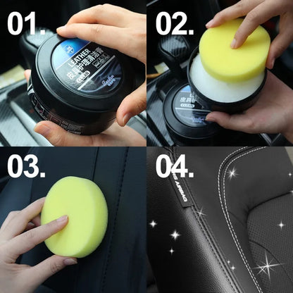 260g Car Leather Care Refurbishing Paste Auto Interior Stain Remover Cleaner Leather Polishing Maintenance Tool Car Accessories