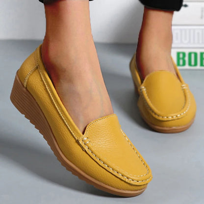 Leather Shoes For Women Flats White Black Loafers With Heels Shoes Casual Women's Moccasins Slip On Flat Shoes Summer Footwear
