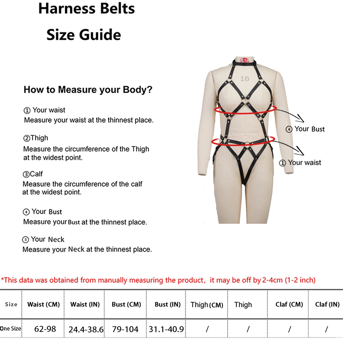 Harness PU Leather Halter Neck Full Body O Ring Strap Adjustable Gothic Festival Club Outfit Accessory