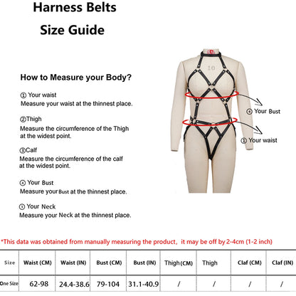 Harness PU Leather Halter Neck Full Body O Ring Strap Adjustable Gothic Festival Club Outfit Accessory