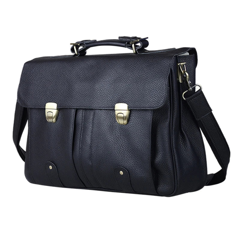 High Quality Cowhide Genuine Leather Briefcase for Men Business Bag 15.6"Laptop Case Male Portfolio Attache Office messenger bag
