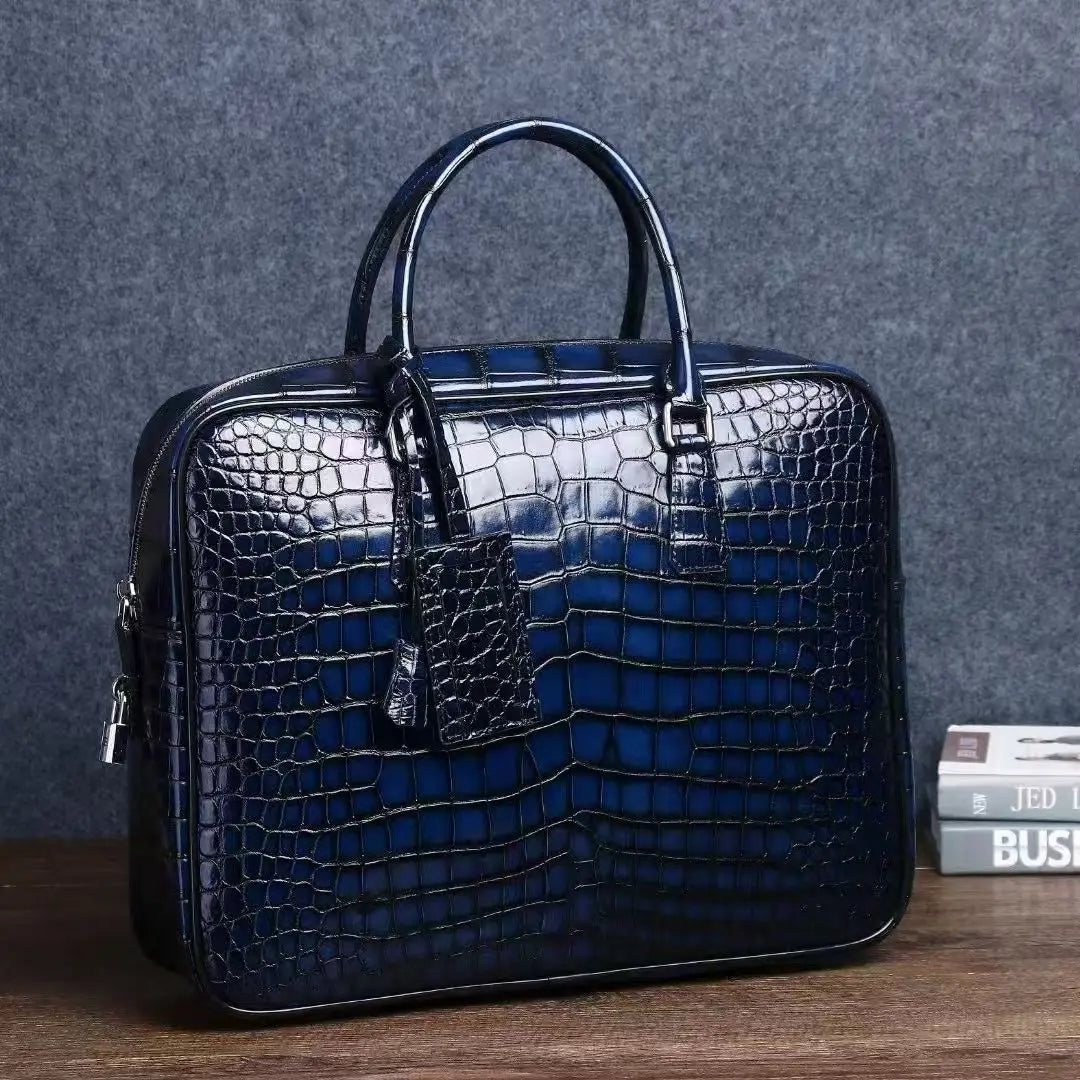 2025 New Luxury Alligator Pattern Genuine Leather Business Men's Briefcase Male Shoulder Bag Men Messenger Laptop Computer Bag