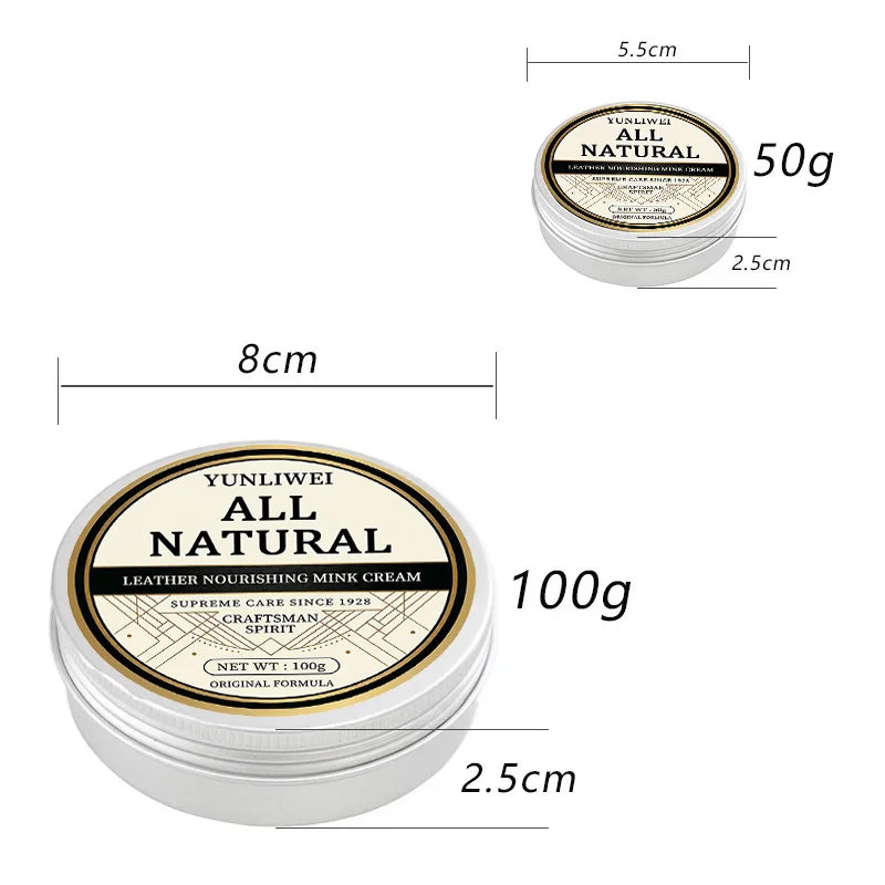 100g Leather Nourishing Mink Oil Cream Waterproof Protector Polish Softener for Smooth Luxury Leather Boots Jackets Handbags