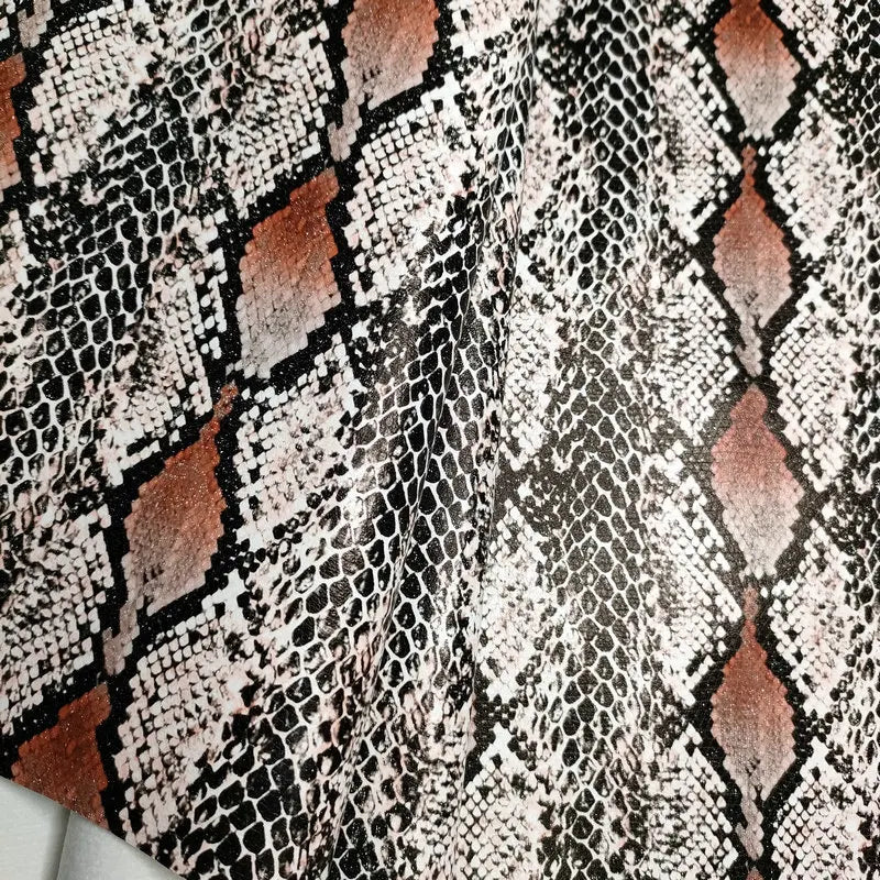 PU Snakeskin Faux Leather Fabric Roll No Adhesive for Bag Belt Headboard Sofa Upholstery Artificial Leather Animal