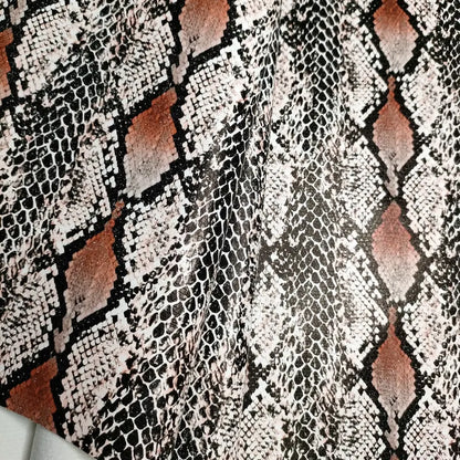 PU Snakeskin Faux Leather Fabric Roll No Adhesive for Bag Belt Headboard Sofa Upholstery Artificial Leather Animal