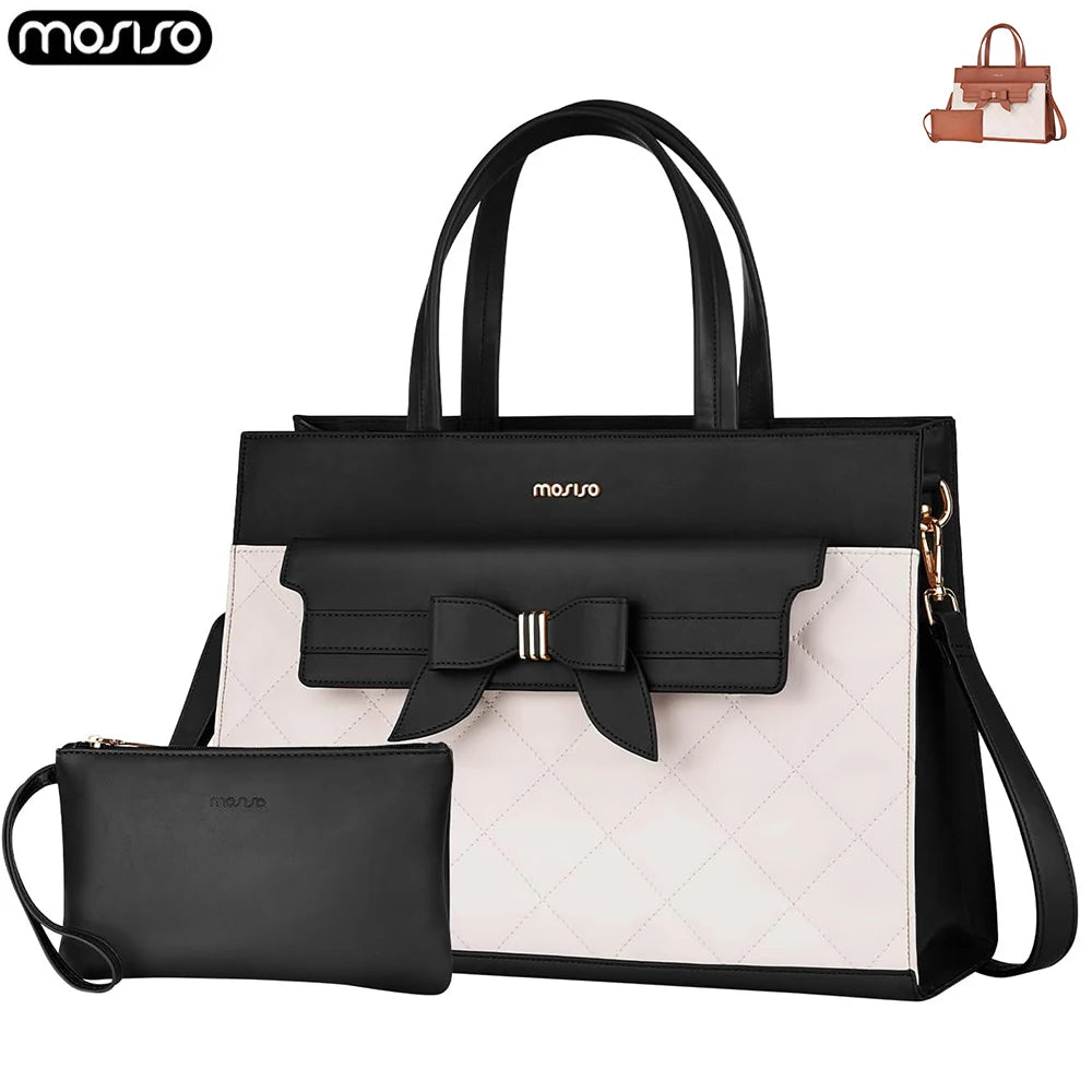 Laptop Bag Women Handbag Cross body Shoulder PU Leather Tote Bag Fashion Office Business Computer Briefcase for MacBook HP Dell