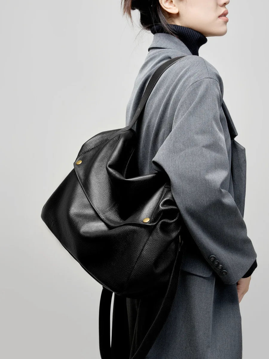 Luxury Handbags Soft Leather Shoulder Bags For Women 2025 New First Layer Cowhide Crossbody Bag Designer Purses Slouchy Tote Bag