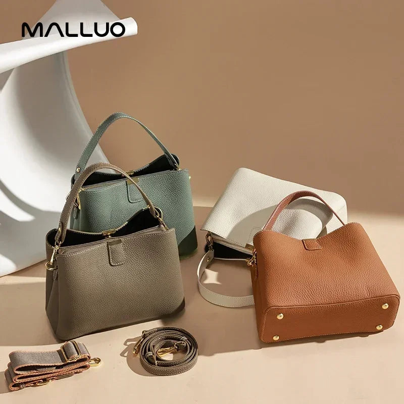 Women's Natural Cow Real Leather Bag Ladies Casual Commuter Shoulder Bags Female Fashion Luxury Retro Crossbody Cowhide Handbag