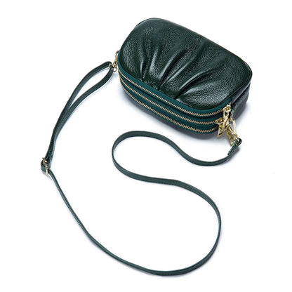 Genuine Leather One Shoulder Bag Women Fashion Crossbody Bag Designer Small Handbag Earphone Key Lipstick Phone Pouch Messenger