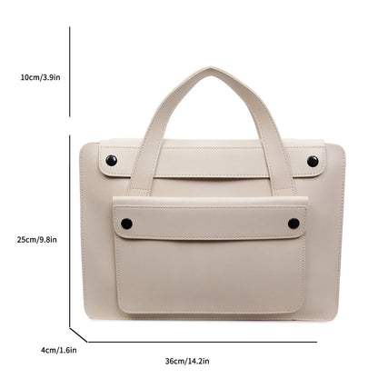 Portable Laptop Bag Size 14.2inch X 9.8inch Fashion iPad Air Bag Solid Pu Leather Handbag Women Computer Briefcase Bag Brown