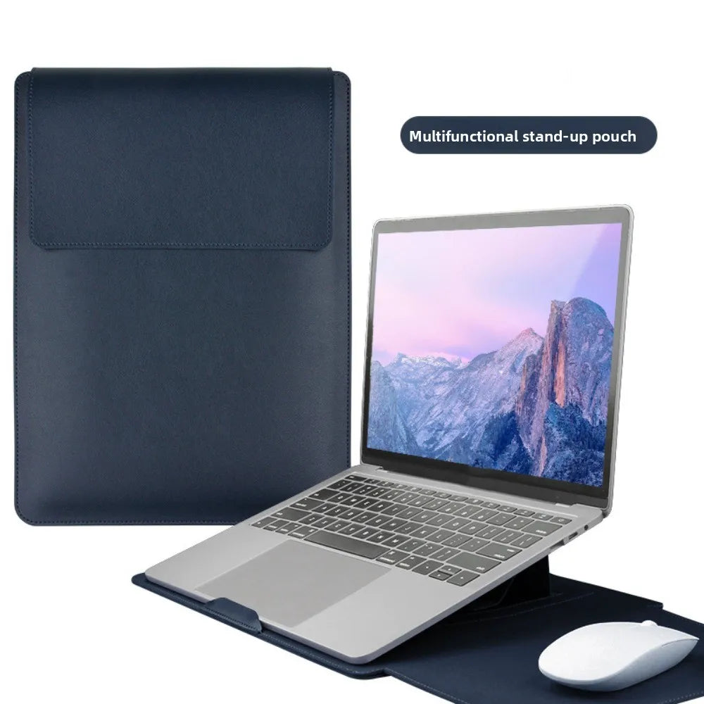 With Small Bag Laptop Sleeve Bag Bracket Design PU Leather Laptop Sleeve Case Adjustable Waterproof Laptop Bracket Inner Bag