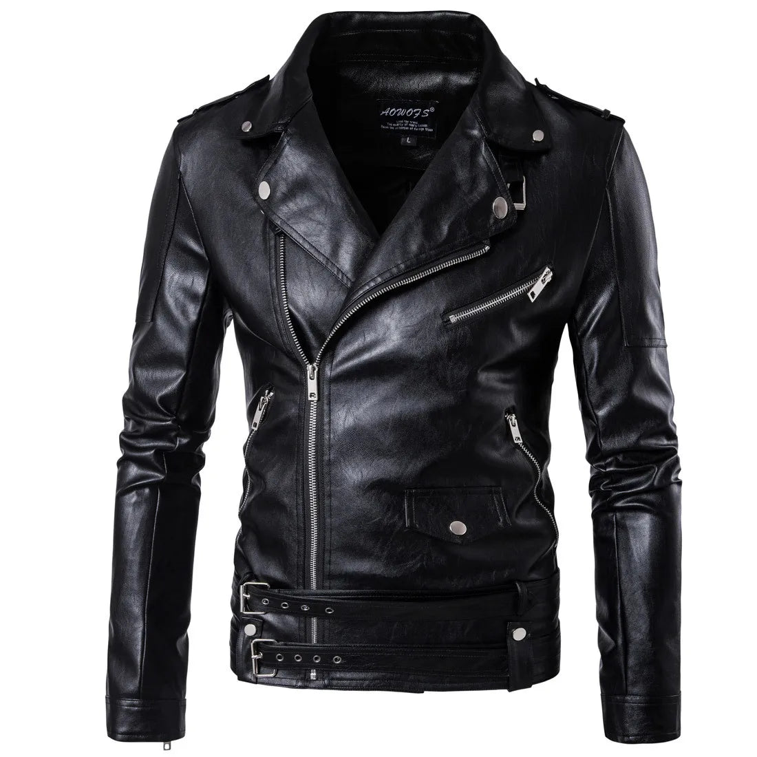 Handsome Motorcycle Leather Jackets for Men British Style Fashion Faux Leather Zipper Coat Casual Streetwear Men Punk PU Jackets