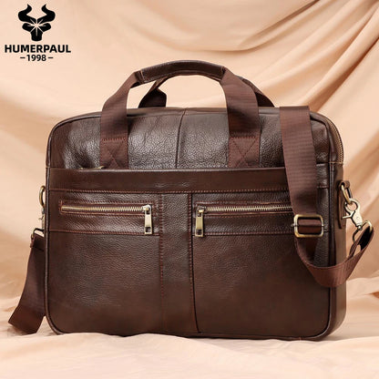 Men Briefcase Bag High Quality Business Genuine Leather Shoulder Messenger Bags Male Office Handbag 14 inch Laptop Bag Travel