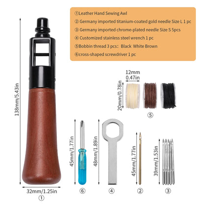 WUTA Leather Sewing Machine Awl Thread Kit Speedy Stitching DIY Leather Craft Tools Hand Stitcher Shoemaker Canvas Repair Tool
