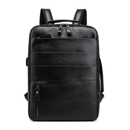 Business Backpacks For Men Waterproof PU Leather Laptop Bag Large Capacity USB Charging Rucksack Male Fashion Travel Bagpack sac